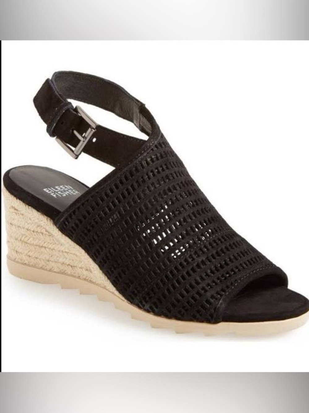 ⚜️ EILEEN FISHER Aura Sling Back Espadrilles Wedges EUC